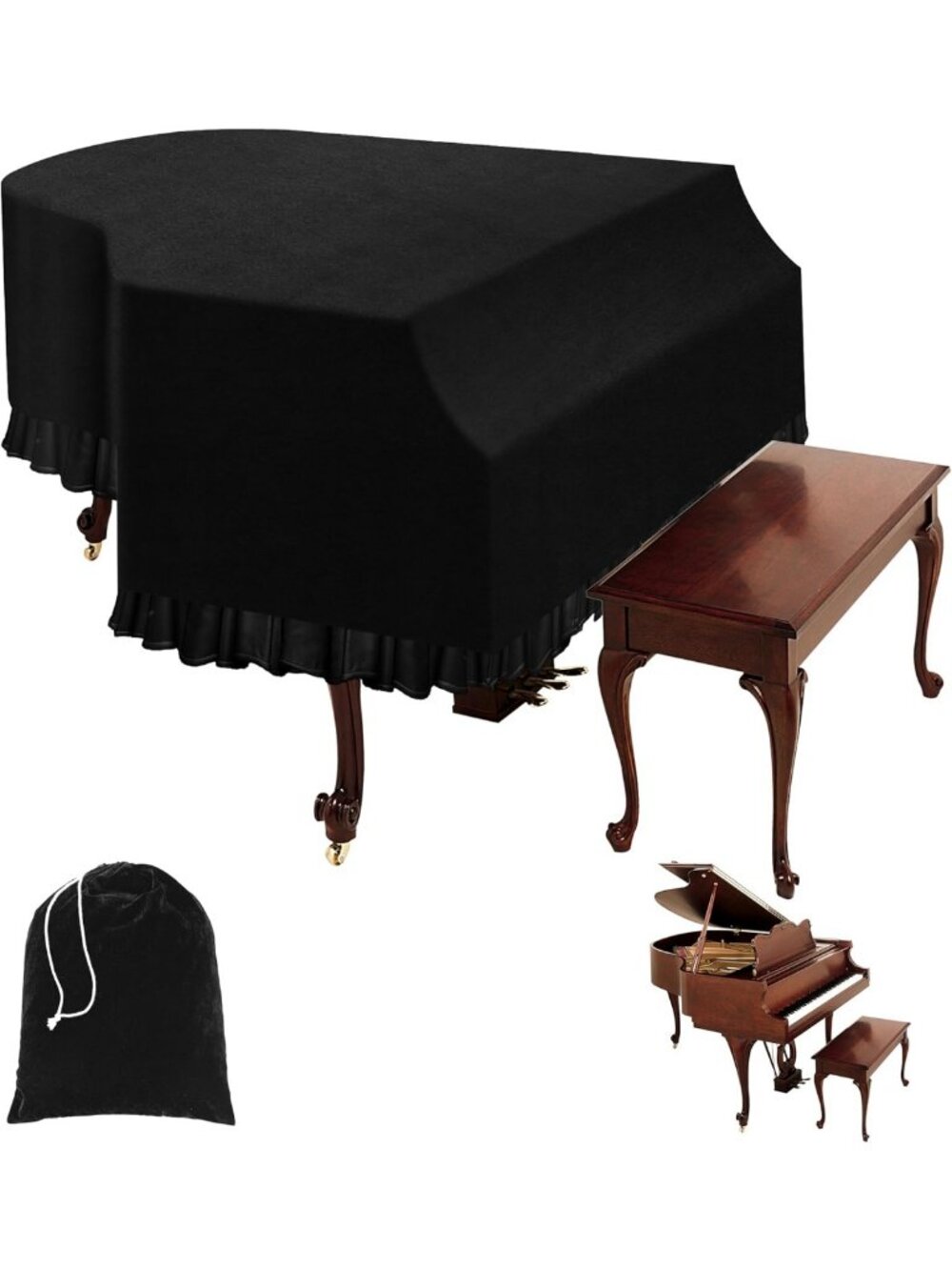 Stretchy Grand Piano Dust Cover - Durable Elastic, Dirt-Proof Keyboard Accessory